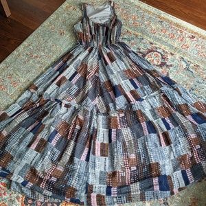 Floor length dress blue multi color